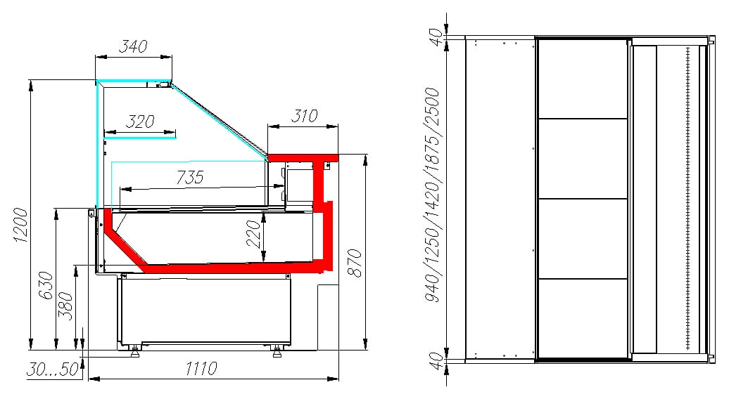 Нейтральная витрина CARBOMA BAVARIA 2 GC110 N 1,5‑1 0011‑9006 